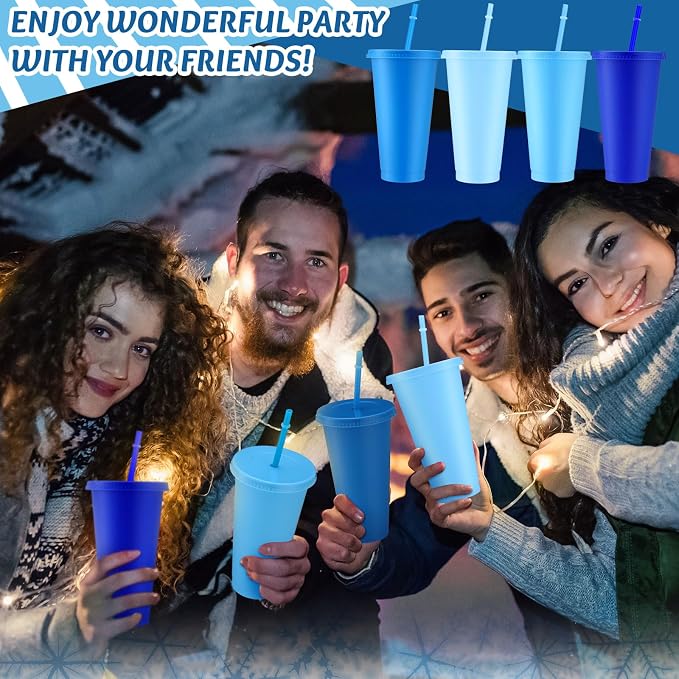 Skylety 36 Pcs Dusty Blue Plastic Cups - Image 6