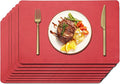 Maxpearl Faux Leather Placemats Set of 8, Light Red | Waterproof by Maxpearl