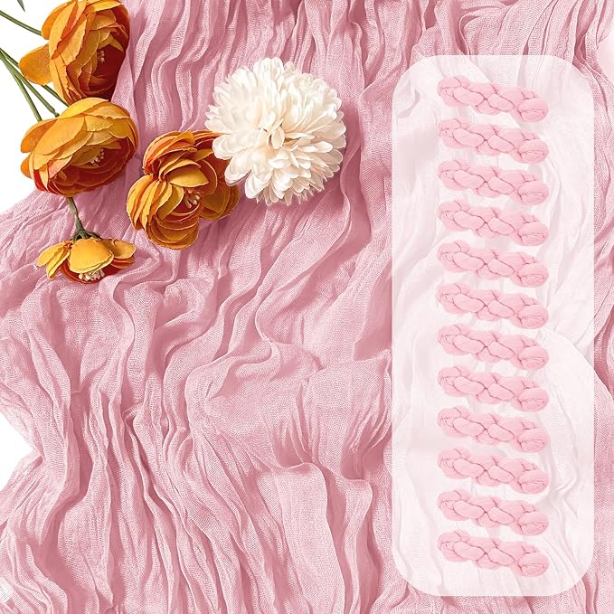 12 Pack Light Pink Cheesecloth Table Runner 17 x 108 Inch Gauze Table Runner by Unknown
