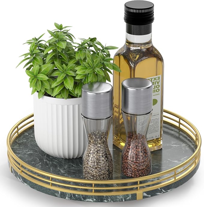 AMH 10-Inch Green Marble Lazy Susan by AMH
