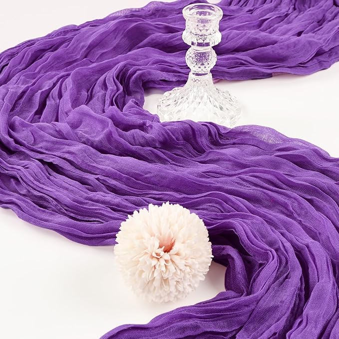 6 Pack 10Ft Dark Purple Cheesecloth Table Runner 23 x 120 Inch | Gauze Rustic - Image 3