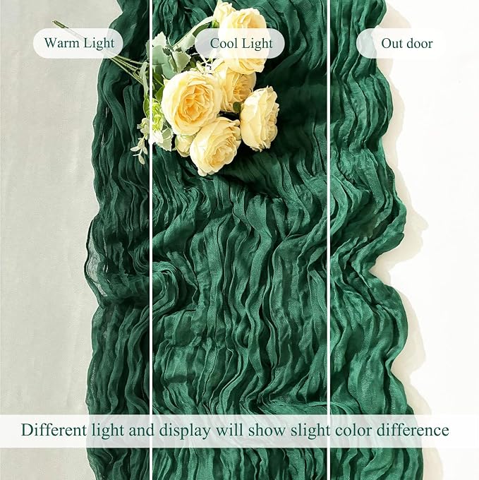 12Pack Emerald Green Cheesecloth Table Runner 20x120inch Gauze Runners | Boho - Image 6
