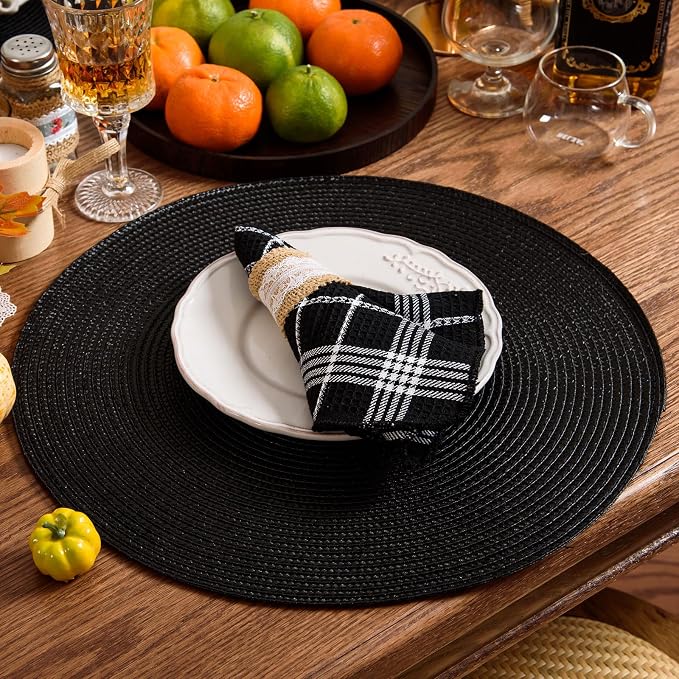 AHHFSMEI Round Placemats Set of 4 Heat Resistant Washable Non-Slip Woven - Image 5