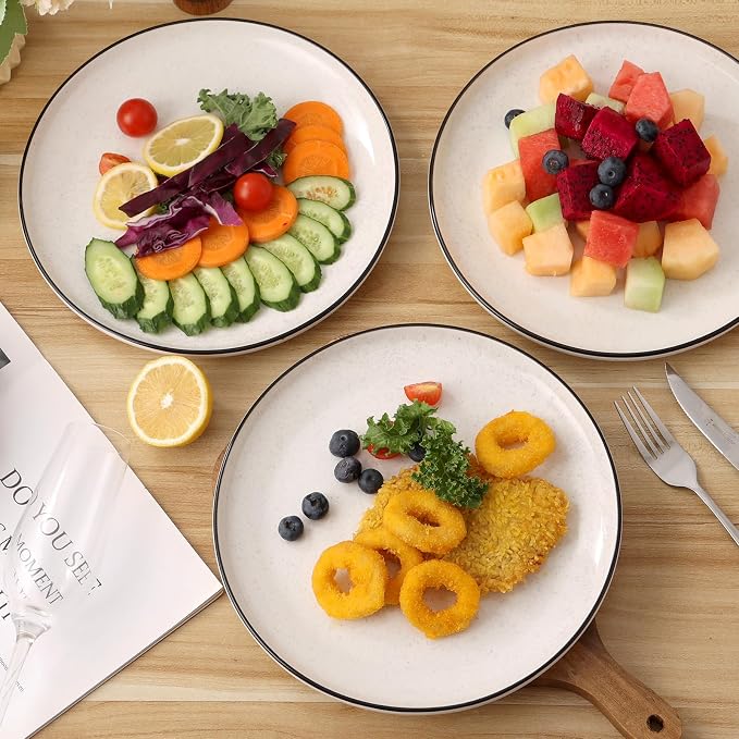 Ceramic White Dinner Plates Set of 6, 10.5 Inch Plates - Image 6