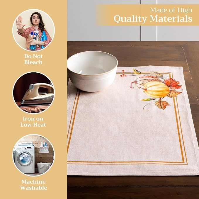 Maison d' Hermine Placemats Set of 4 Reusable 100% Cotton | Cloth Place Mats - Image 3