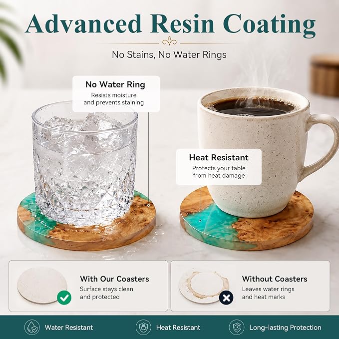 Resin Wood Coaster Set of 8 - Image 5