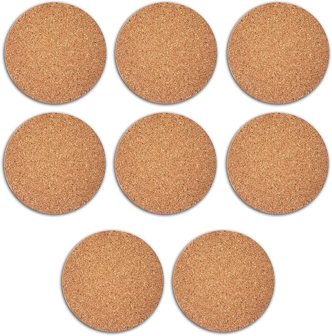 8PCS Cork Coasters for Drinks Absorbent Coaster 3.9 inch Round Simple Style by LOOKSEVEN