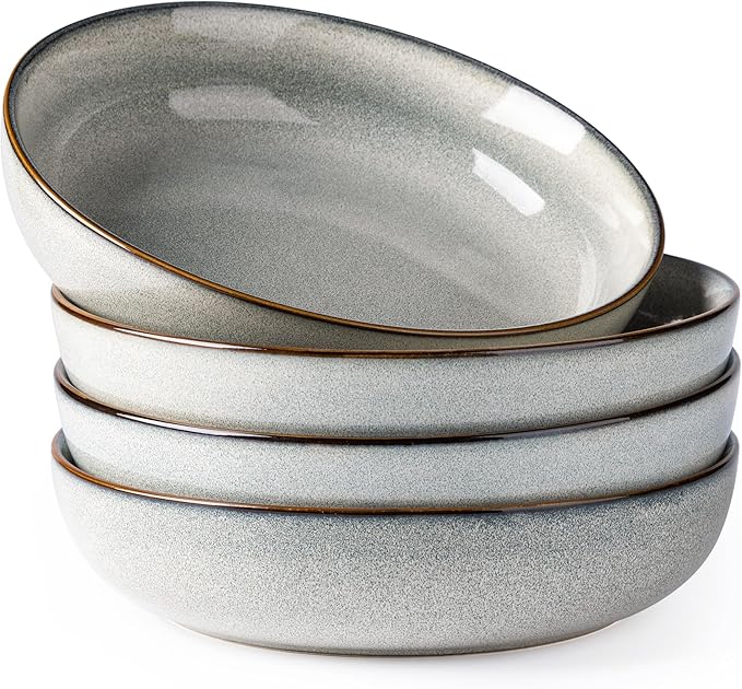 GBhome 8.75'' Large Ceramic Pasta Bowls, 38oz Stoneware Pasta Serving Bowls Set by GBhome