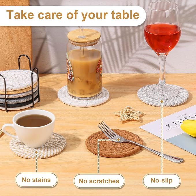 Billbotk 10 Pieces Coasters for Drinks, 10 Colors Absorbent Drink Coasters - Image 5