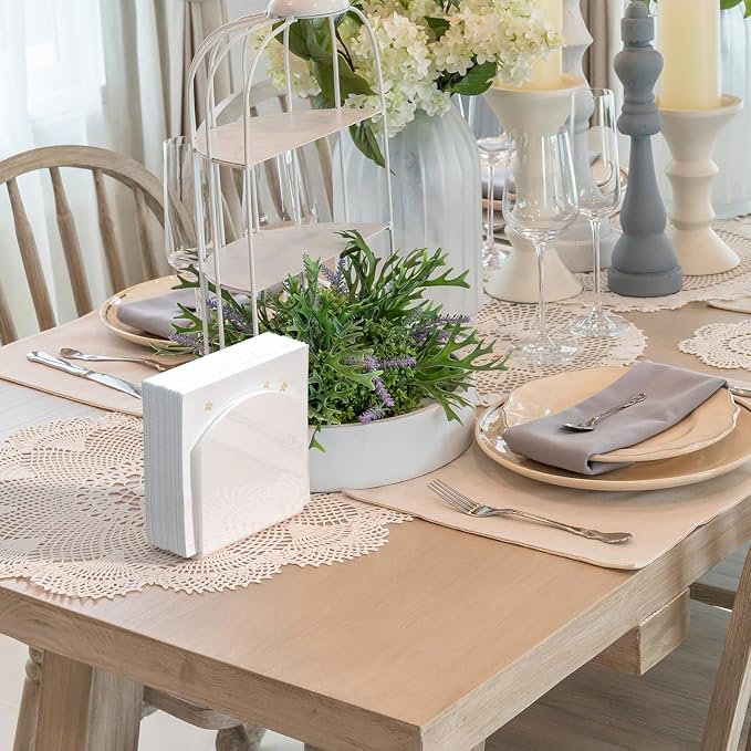SILUT 2Pack White Acrylic Freestanding Napkin Holder | Minimalist Dispenser - Image 3