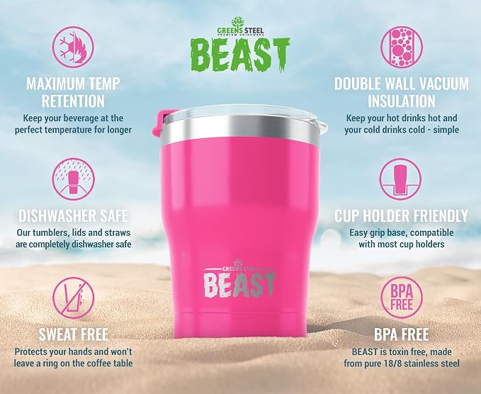 Beast 10 oz Tumbler Stainless Steel Vacuum Insulated Coffee Ice Cup Double Wall - Image 2