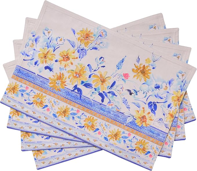 Maison d' Hermine Placemats Set of 4 Reusable 100% Cotton | Cloth Place Mats by MaisondHermine