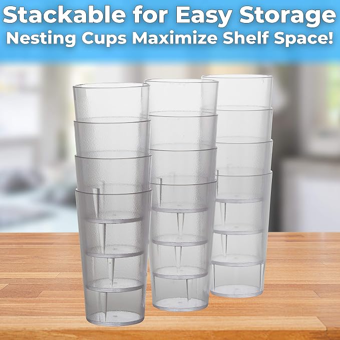 Restaurant Grade, BPA-Free 12oz Clear Plastic Cups 6pk. Super Durable, Break - Image 4