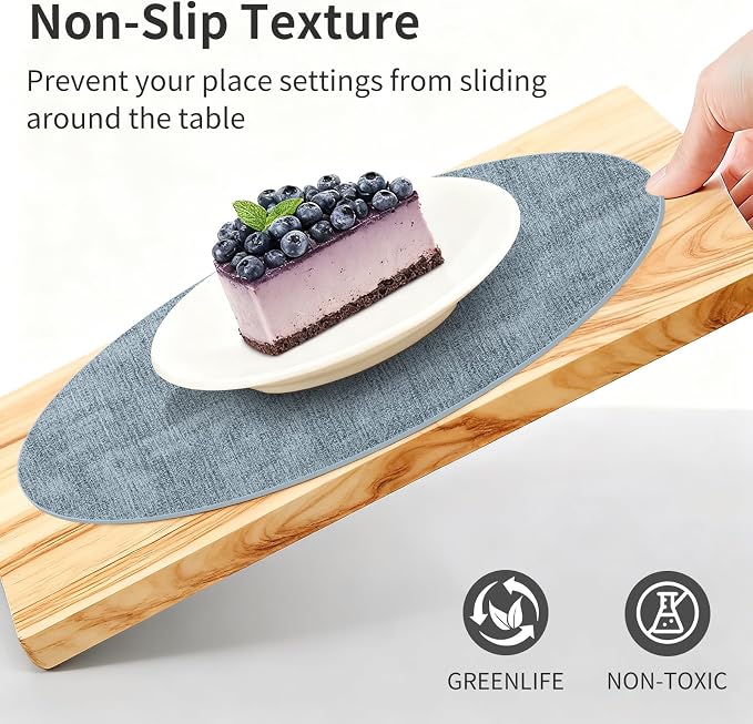 Maxpearl Faux Leather Round Placemats Set of 6, 13.8 inch, Heat Resistant - Image 6