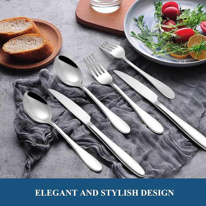 Silverware Set, 40-Piece Flatware Set, Wildone Stainless Steel Tableware - Image 3