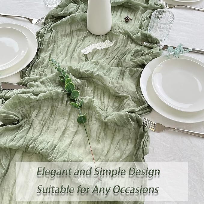 4 Pack Sage Green Cheesecloth Table Runner 20 x 120 inch Gauze Table Runners 10 - Image 6