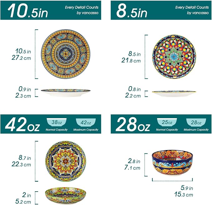 vancasso 24-Piece Dinnerware Sets, Plates & Bowls Sets Service - Image 2