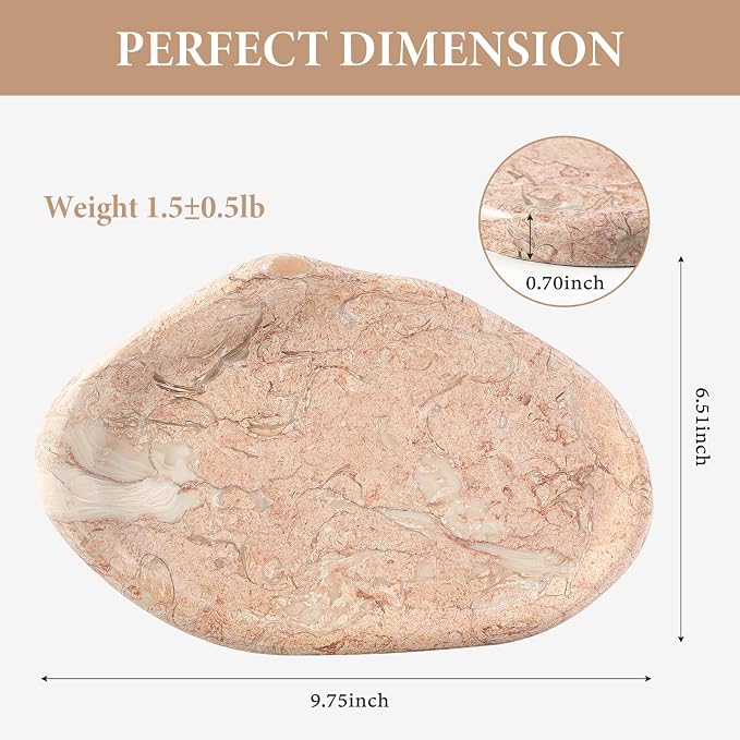 Luxurious Natural Pink Marble Vanity Tray, Cloud Shape Serving Stone Key Tray - Image 2