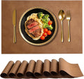 Faux Leather Placemats for Dining Table Set of 8, Edge-Sealed PU Leather Table by Vinjiasin