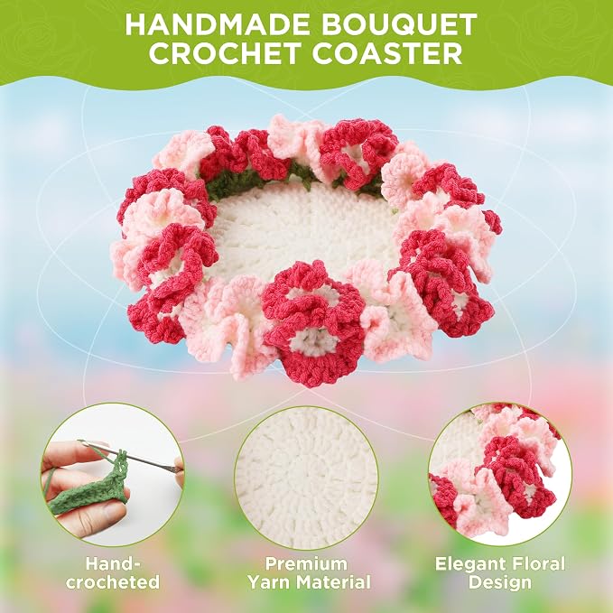 Crochet Flower Coasters, Handmade Bouquet Coasters - Image 4