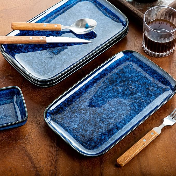 vancasso Stern Serving Platters Set of 4, 11 Inches Rectangular Ceramic Serving - Image 5