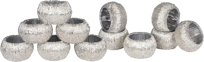 Lightnpro Beaded Napkin Ring Set of 12 by Lightnpro