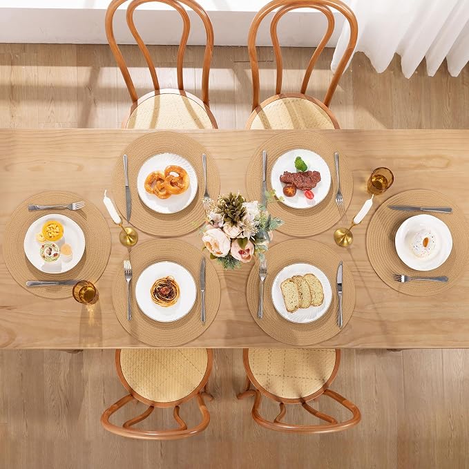 SHACOS Round Placemats Set of 8 Washable 15 inch Round Placemat Cotton - Image 2