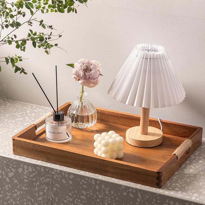 16.5 x 12 Inches Acacia Wood Serving Tray, Large Wooden Food Trays - Image 3