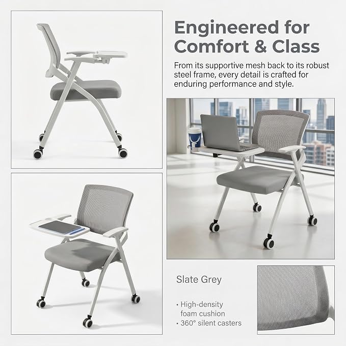 2 Pack Foldable Office Training Chairs - Image 4