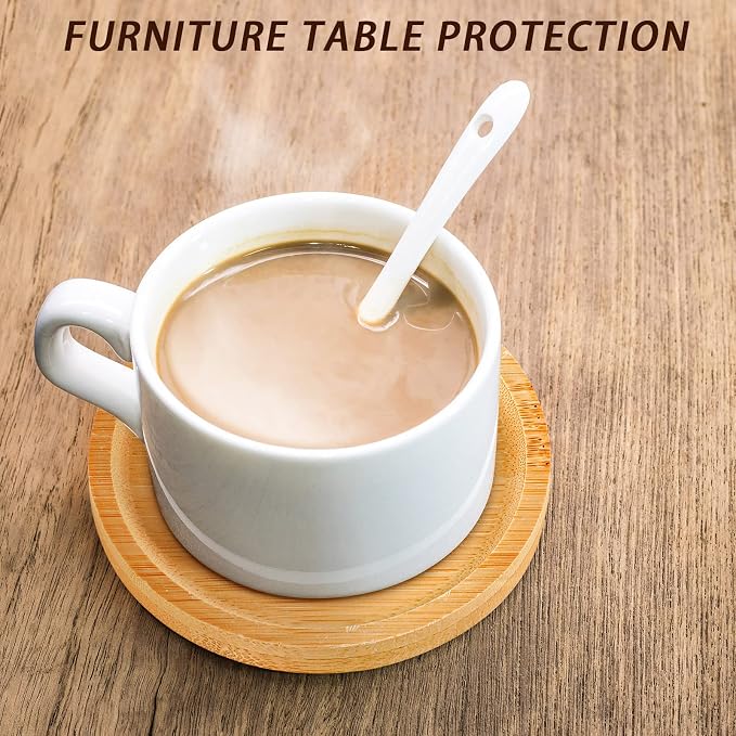 Patelai 10 Pcs Round Bamboo Coasters - Image 3
