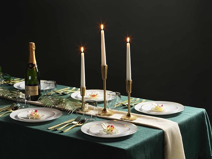 100 Gold Plastic Plates Set, Elegant Fancy Heavy Duty - Image 4