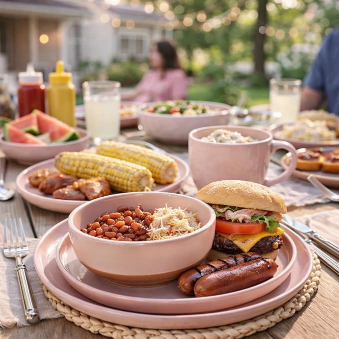 AmorArc Dinnerware Sets for 8, 24 Pieces Ceramic Plates and Bowls Set | Scratch - Image 7
