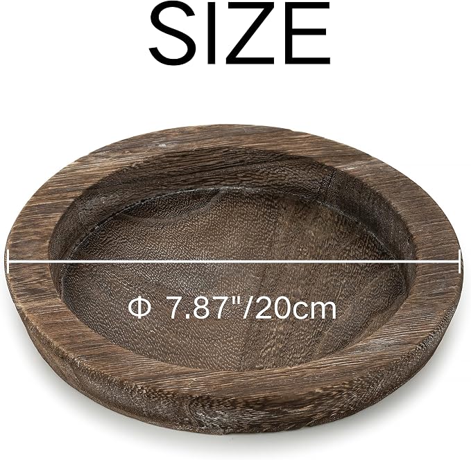 Hanobe Round Wood Candle Holder Trays, Small Coffee Table Centerpiece, 7.8" | - Image 6