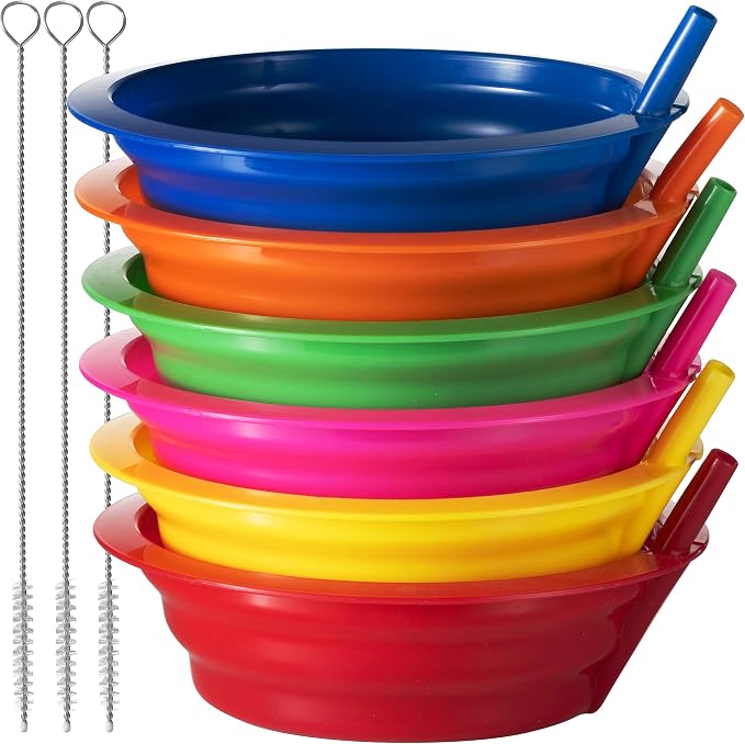 20 Oz Cereal Bowls with Built-In Straws by JoyServe