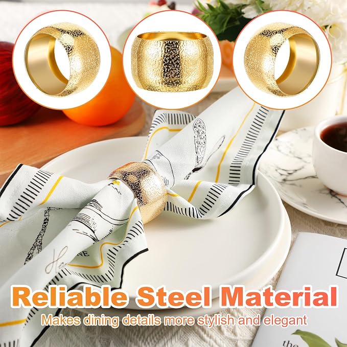 Lallisa 36 Pcs Gold Napkin Rings Bulk Metal Classic Brass Napkin Ring Holders - Image 3