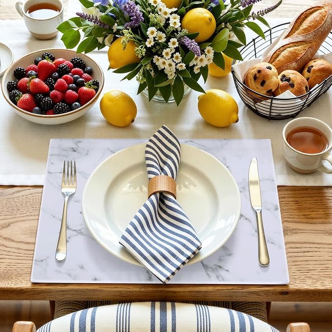 Faux Leather Heat Resistant Placemats 8 Packs, Waterproof Wipeable Dining PU - Image 8