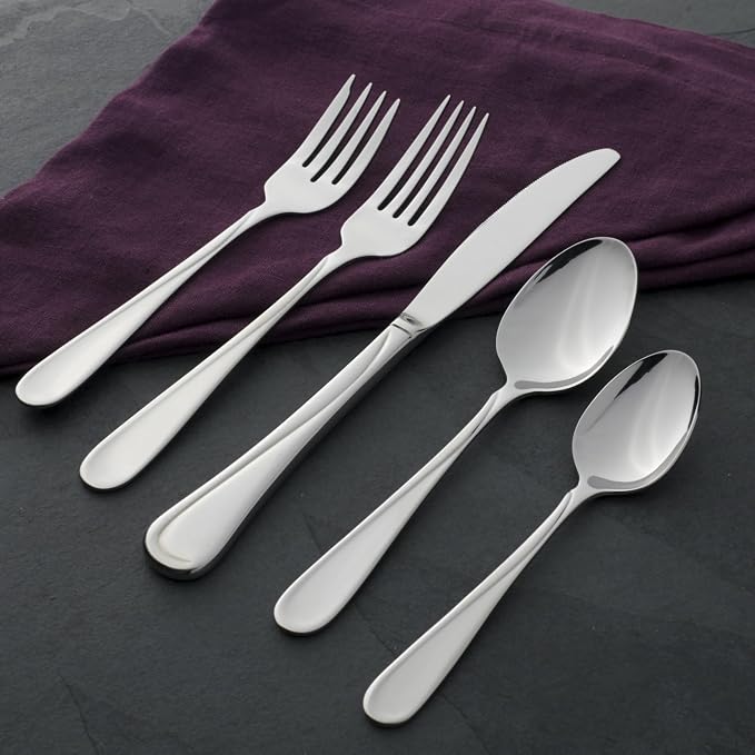 Oneida Silverware Set, Flight Everyday Flatware Salad Forks Set, Service - Image 3