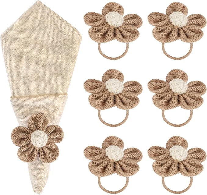 Napkin Rings Set of 6 Handmade Rustic Napkin Rings Reusable Boho Napkin Ring by Unknown