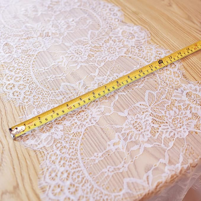 1 Pcs White Lace Table Runner 14 x 120 Inch Vintage Rustic Table Runner - Image 7