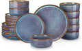 vancasso PLAYA Plates and Bowls Sets, 24 Pieces Grey-Blue Dinnerware Sets by vancasso