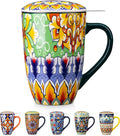 vancasso Ceramic Tea Mug with Infuser and Lid, 18 Ounce Bohemian Loose Leaf Cup by vancasso