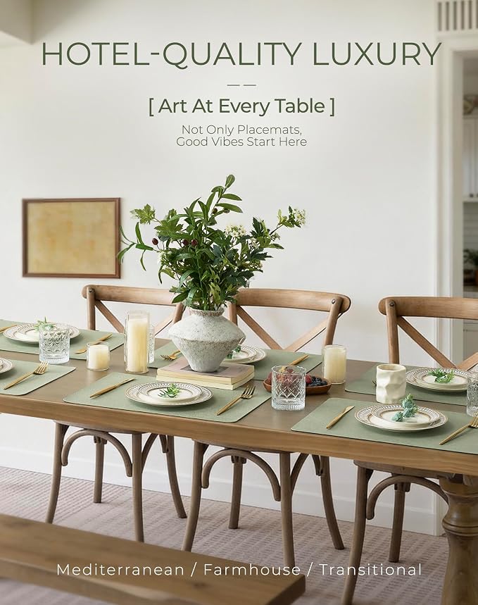 Leetaltree Reversible Faux Leather Placemats Set of 8, 12x17 Inch, Heat - Image 2