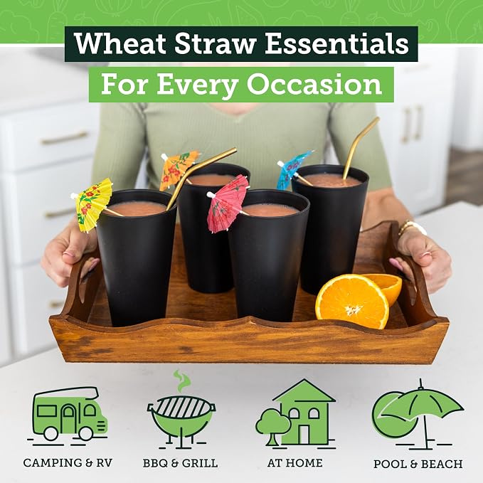 Grow Forward Premium Wheat Straw Cups - 20 oz Unbreakable BPA Free Hard Plastic - Image 2