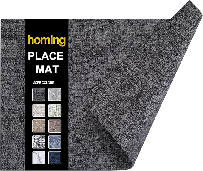 Faux Leather Heat Resistant Placemats 6 Packs, Waterproof Wipeable Dining PU by homing