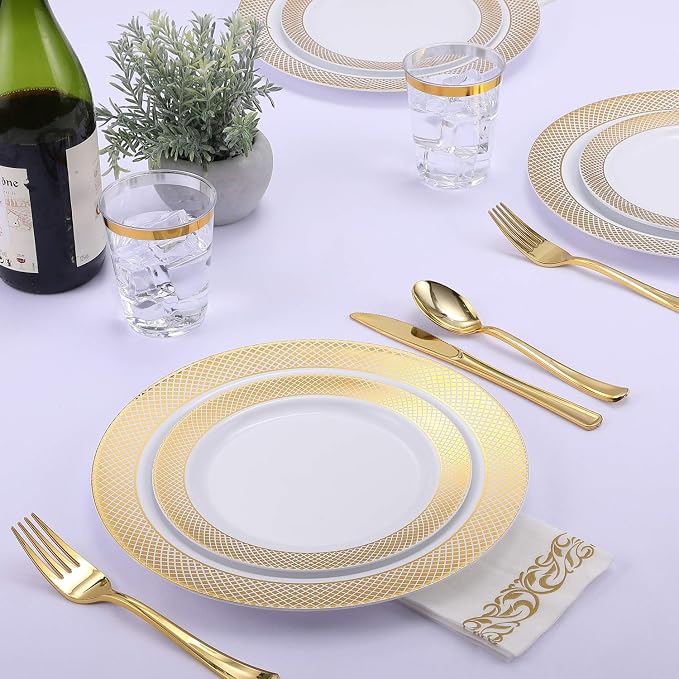 FOCUSLINE 175 Count Gold Dinnerware Set - Image 7