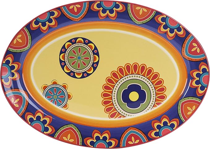 Bico Tunisian Ceramic 16 inch Oval Platter, Microwave & Dishwasher Safe by Bico