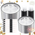 SUT 350 Pcs Black and Clear Plastic Dinnerware Set by SeeYouTomorrow