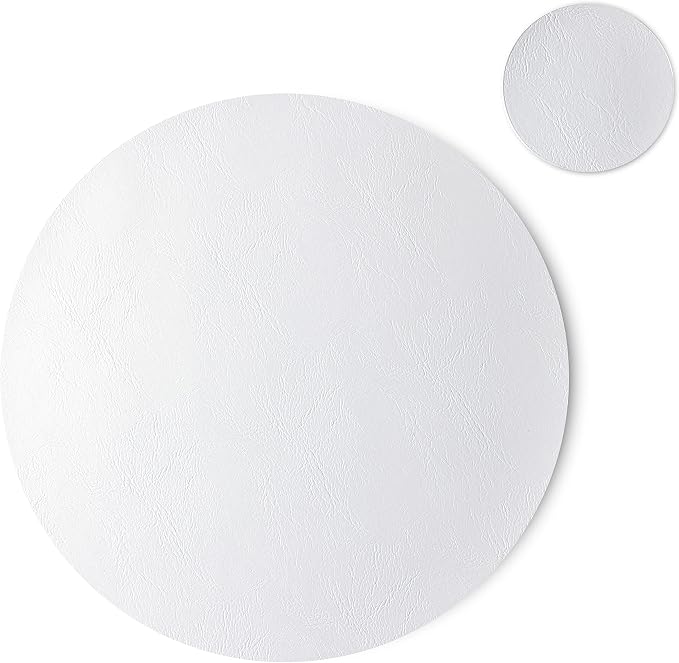 Set of 8 PU Leather Placemats, Waterproof Coffee Coasters, Kitchen Table Mats by JOVONO