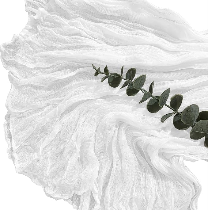6Pack White Cheesecloth Table Runner 20 x 120 inch Gauze Table Runner | White - Image 4