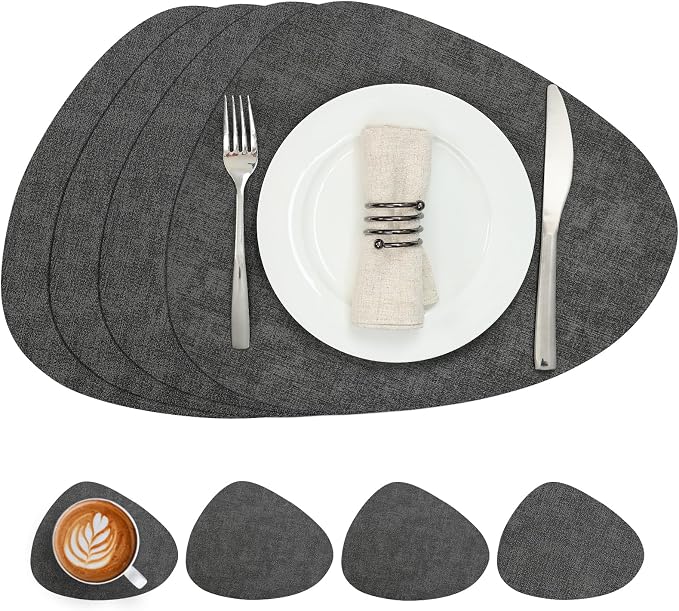 Faux Leather Placemats Set of 4, Dual Sided by Chitomars